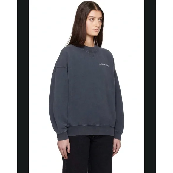 Anine Bing Jaci Sweatshirt Twisted Snake in Washed Black color (MEDIUM) - Picture 2 of 8